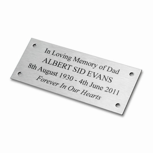 101mm x 51mm 4" x 2" Personalised 316 Stainless Steel Laser Engraved Plaque Plate Sign