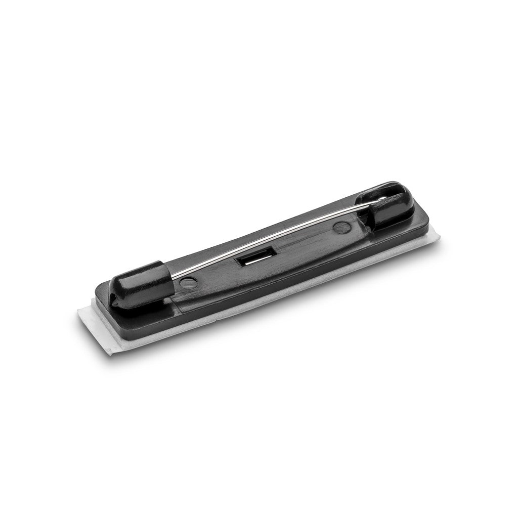 Personalised Engraved School Student Office Name Badge Oval Pin Silver/Black