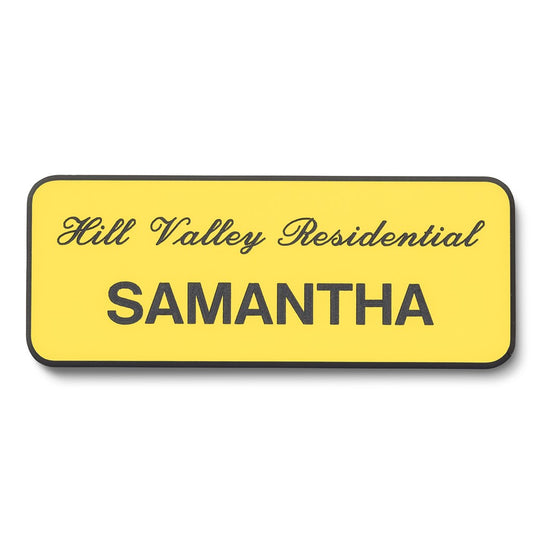 Personalised Engraved School Student Office Name Badge Magnetic Yellow/Black