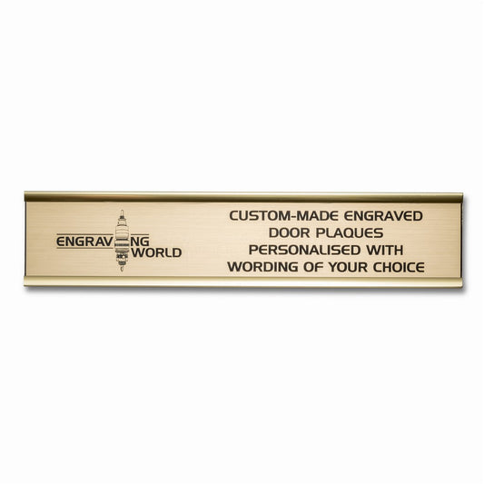 250mm x 50mm Gold Engraved Personalised Aluminium Office Door Name Plaque Sign