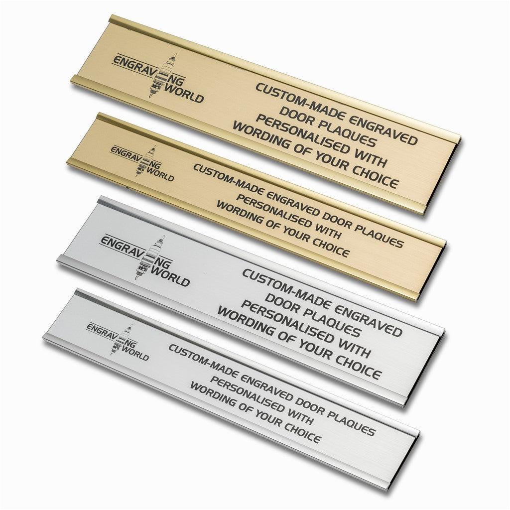 250mm x 38mm Silver Engraved Personalised Aluminium Office Door Name Plaque Sign
