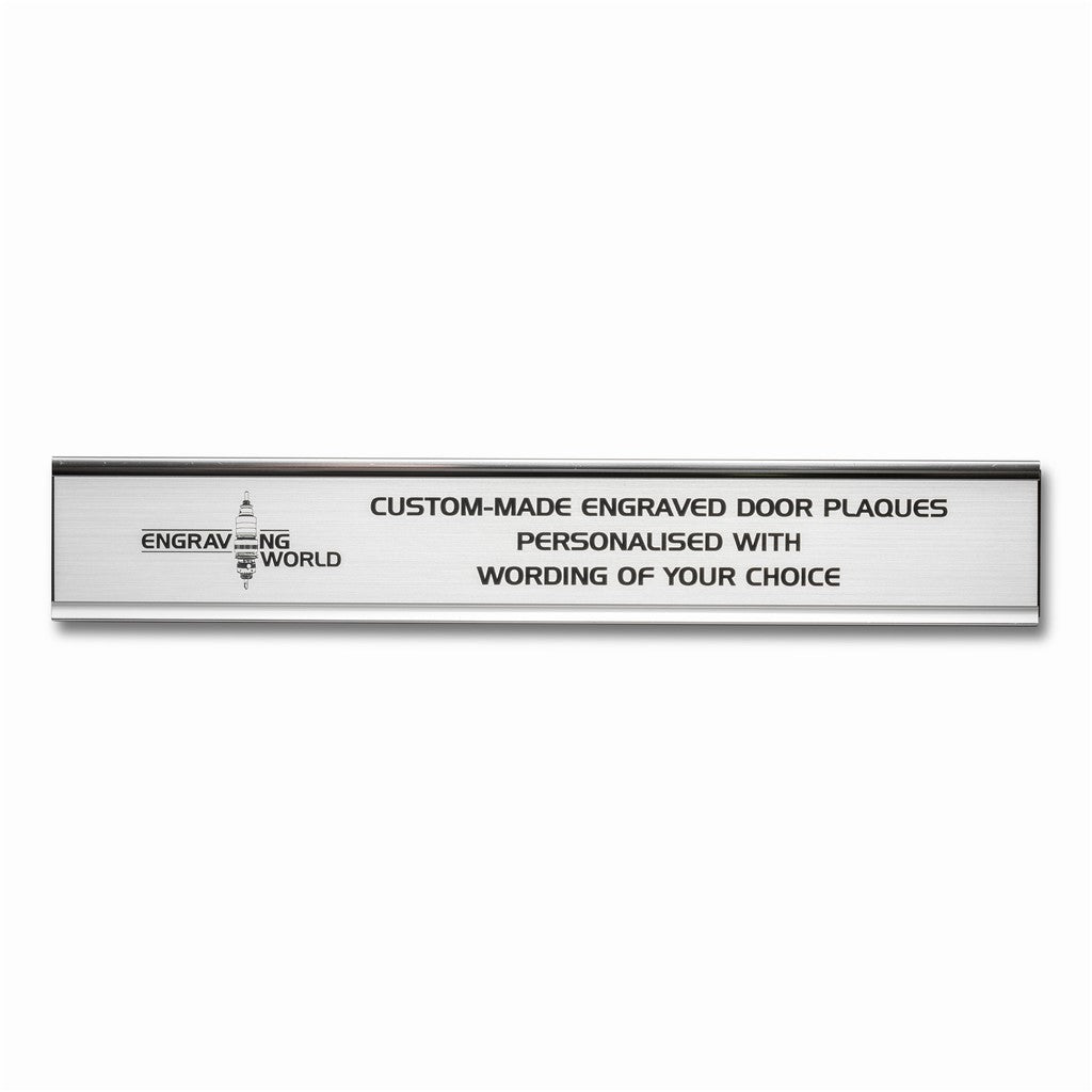 250mm x 38mm Silver Engraved Personalised Aluminium Office Door Name Plaque Sign