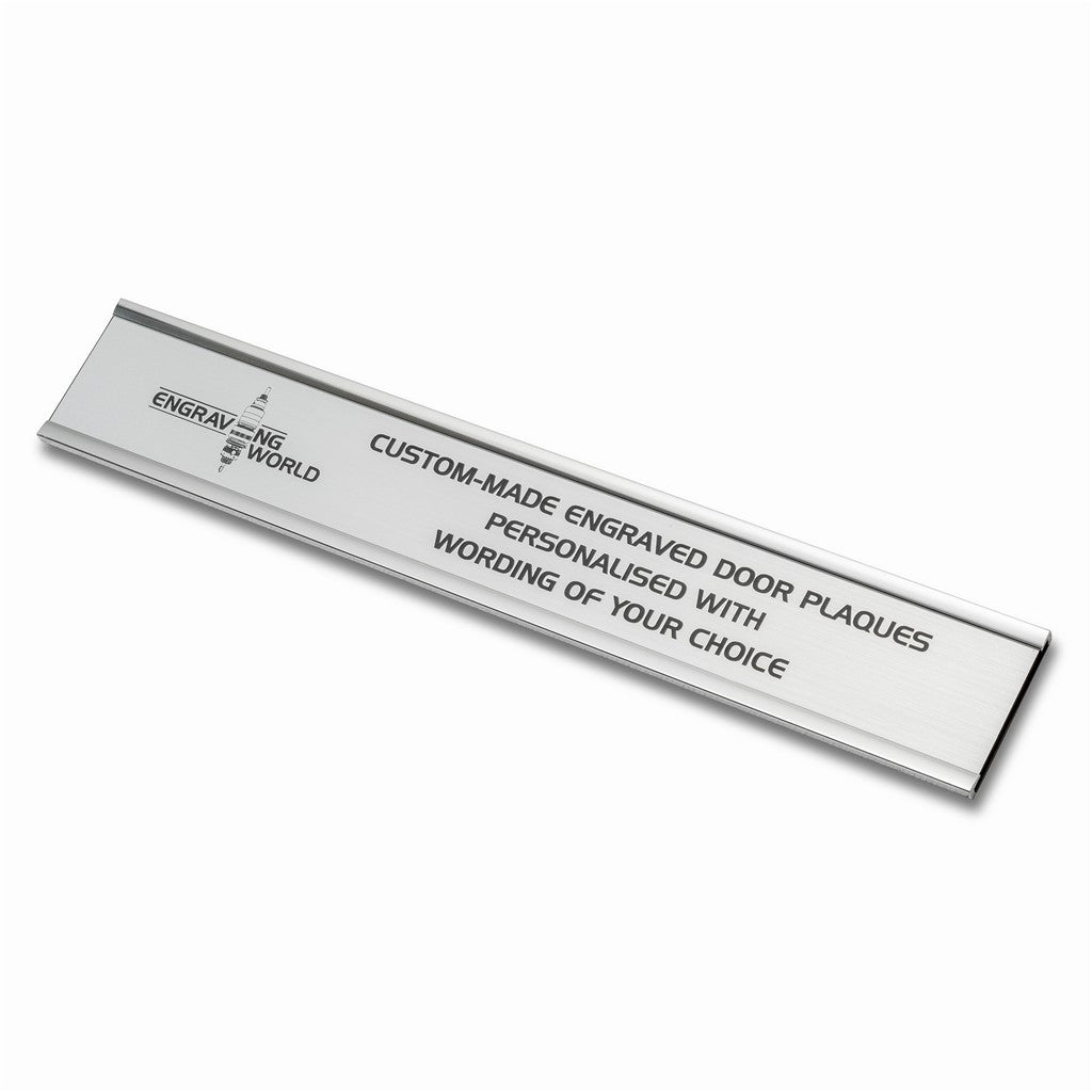 250mm x 38mm Silver Engraved Personalised Aluminium Office Door Name Plaque Sign