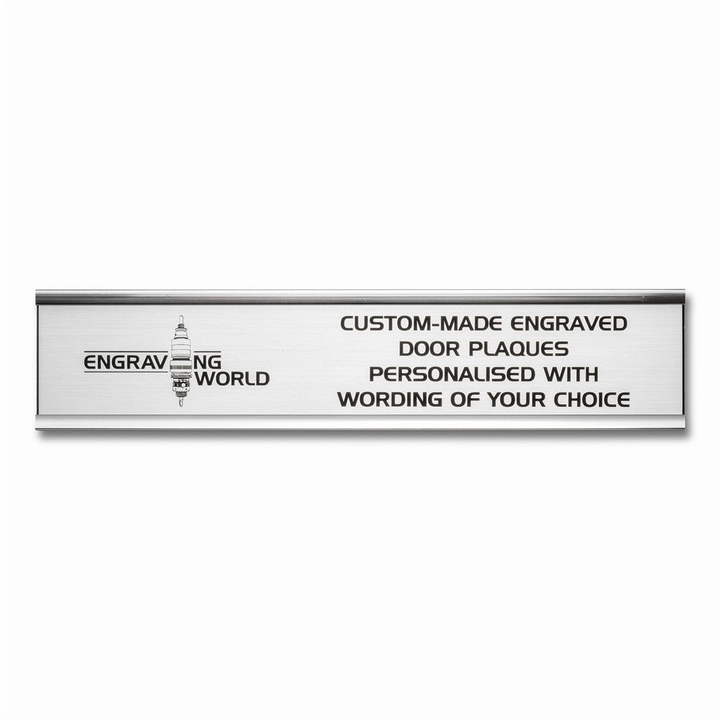 250mm x 50mm Silver Engraved Personalised Aluminium Office Door Name Plaque Sign