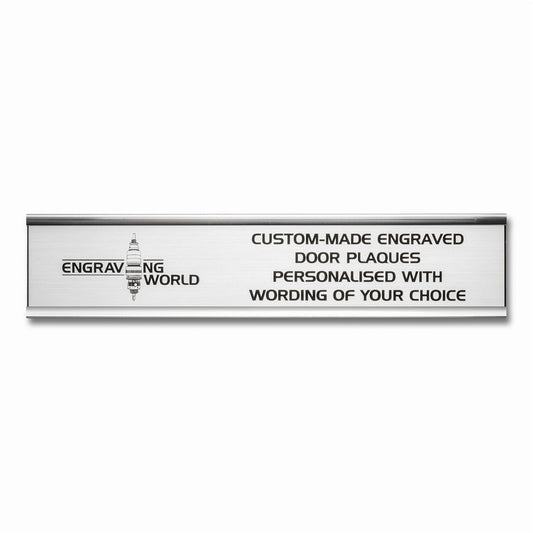 250mm x 50mm Silver Engraved Personalised Aluminium Office Door Name Plaque Sign