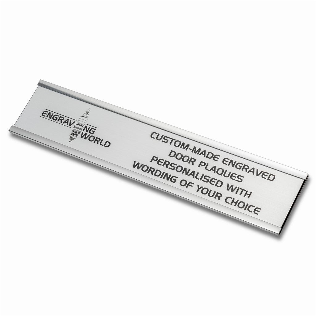 250mm x 50mm Silver Engraved Personalised Aluminium Office Door Name Plaque Sign