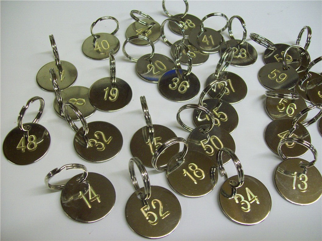 Locker 25mm Nickel Key Tag with 19mm Split Ring Dog Disc Tag Gym School