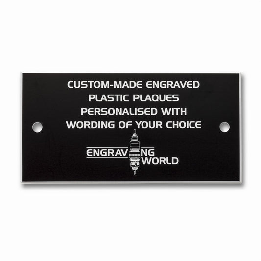 4" x 2" Personalised Engraving Engraved Sign Label Plate Plaque Signage Black/White