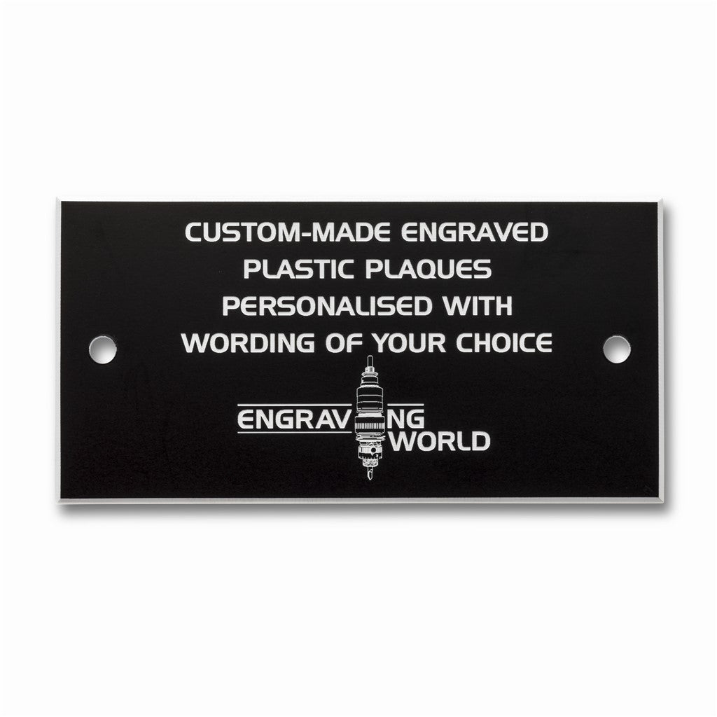 4" x 2.5" Personalised Engraving Engraved Sign Label Plate Plaque Signage Black/White