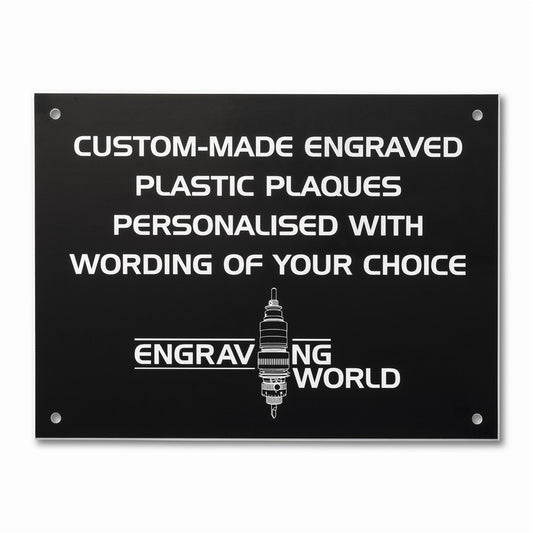 8" x 6" Personalised Engraving Engraved Sign Label Plate Plaque Signage Black/White