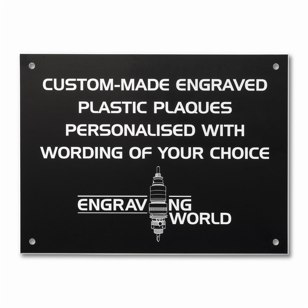 A4 Personalised Engraving Engraved Sign Label Plate Plaque Signage Black/White
