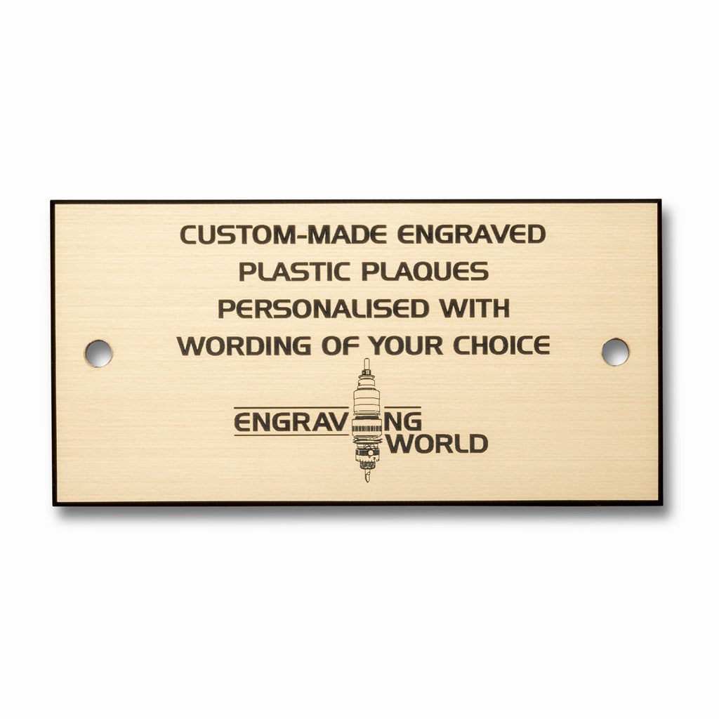 4" x 2.5" Personalised Engraving Engraved Sign Label Plate Plaque Signage Gold/Black
