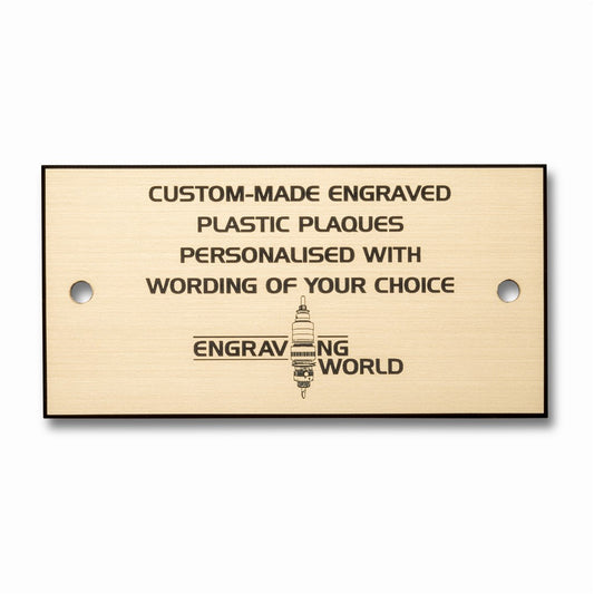 4" x 2" Personalised Engraving Engraved Sign Label Plate Plaque Signage Gold/Black