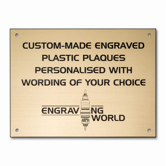 10" x 6" Personalised Engraving Engraved Sign Label Plate Plaque Signage Gold/Black
