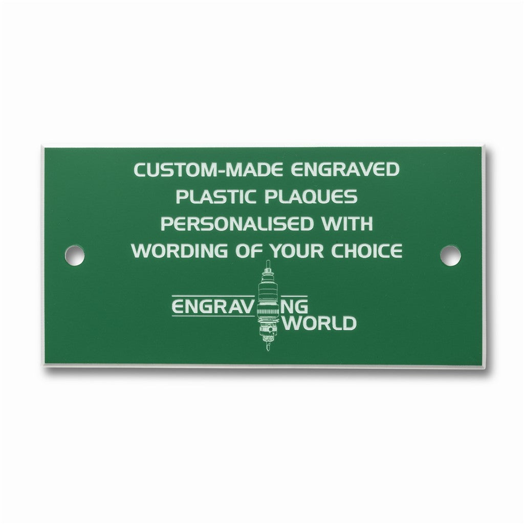 3" x 1" Personalised Engraving Engraved Sign Label Plate Plaque Signage Green/White