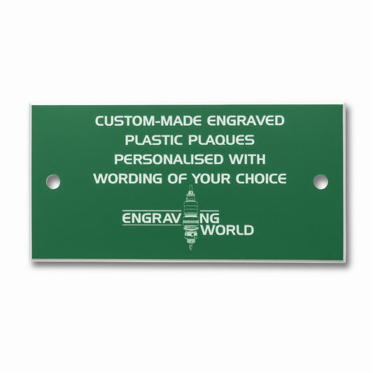 4" x 3" Personalised Engraving Engraved Sign Label Plate Plaque Signage Green/White