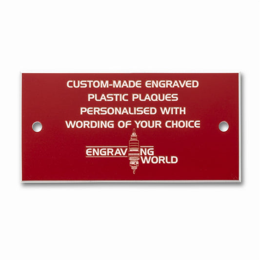 6" x 3" Personalised Engraving Engraved Sign Label Plate Plaque Signage Red/White
