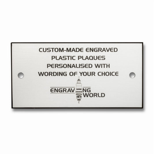 4" x 2" Personalised Engraving Engraved Sign Label Plate Plaque Signage Silver/Black