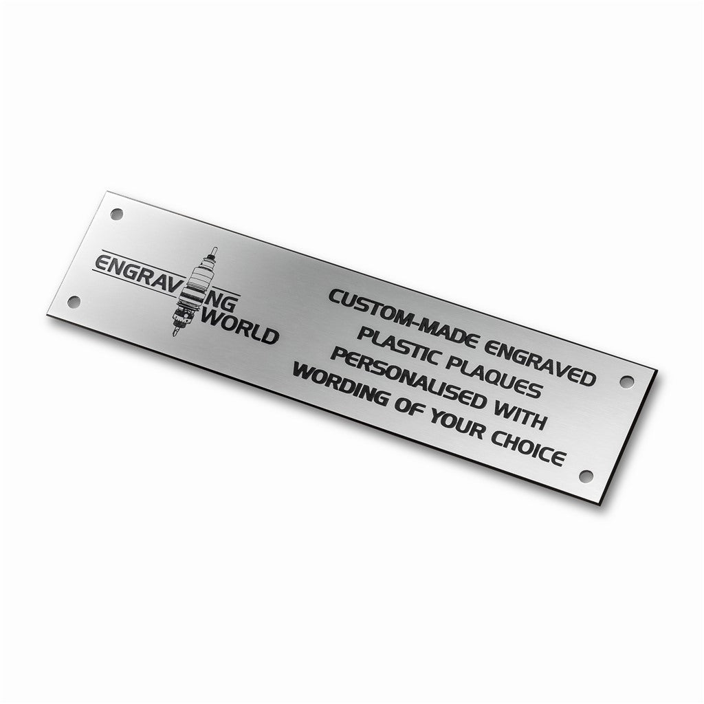 6" x 2.5" Personalised Engraving Engraved Sign Label Plate Plaque Signage Silver/Black