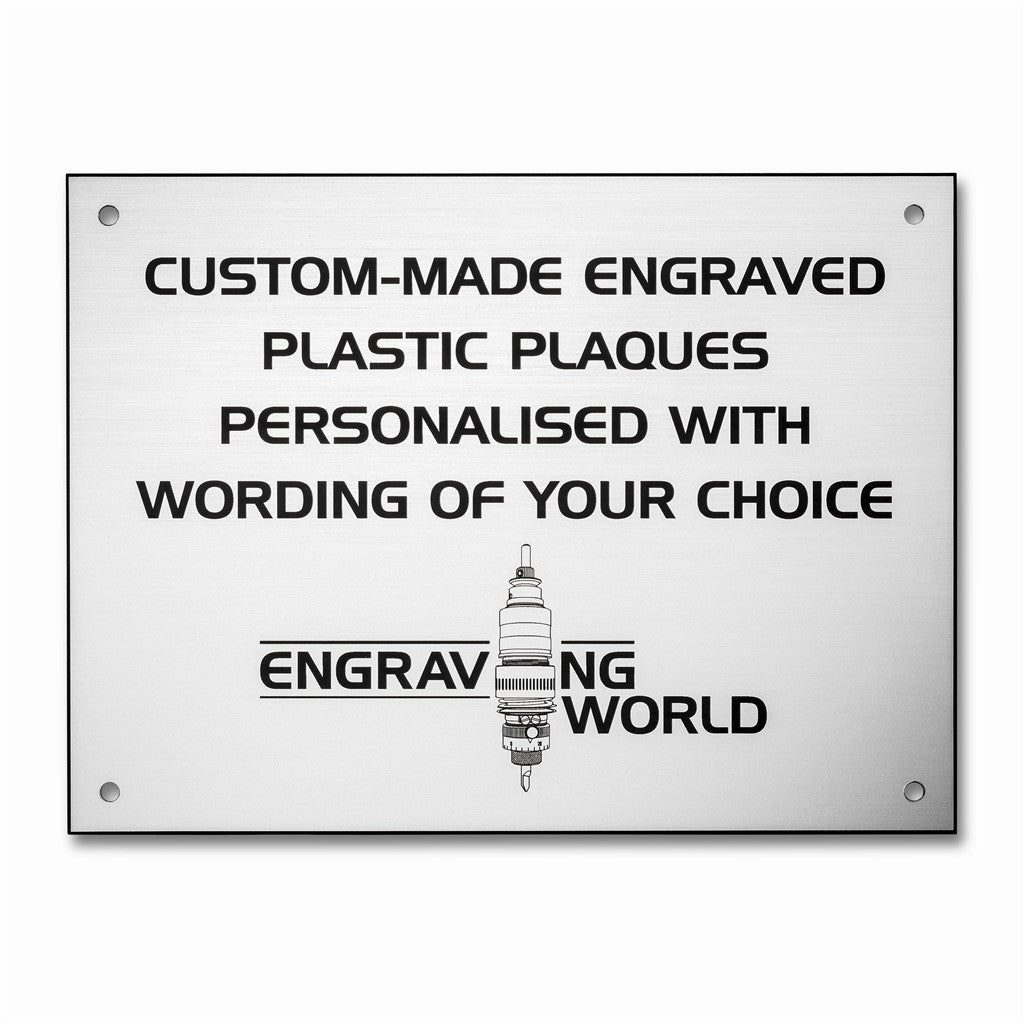 10" x 6" Personalised Engraving Engraved Sign Label Plate Plaque Signage Silver/Black