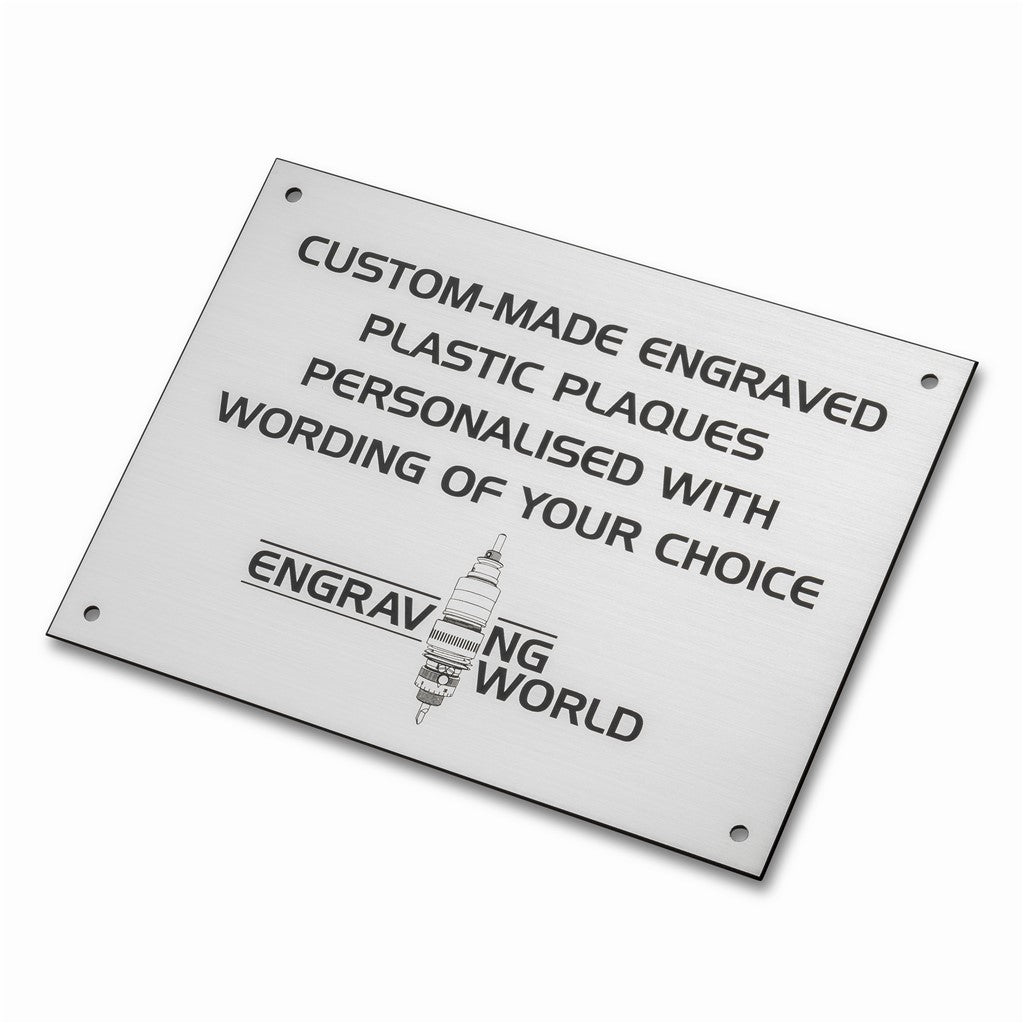10" x 6" Personalised Engraving Engraved Sign Label Plate Plaque Signage Silver/Black
