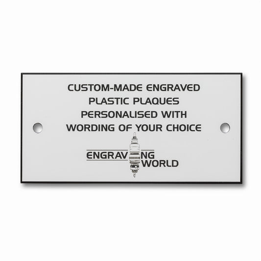 3" x 2" Personalised Engraving Engraved Sign Label Plate Plaque Signage White/Black
