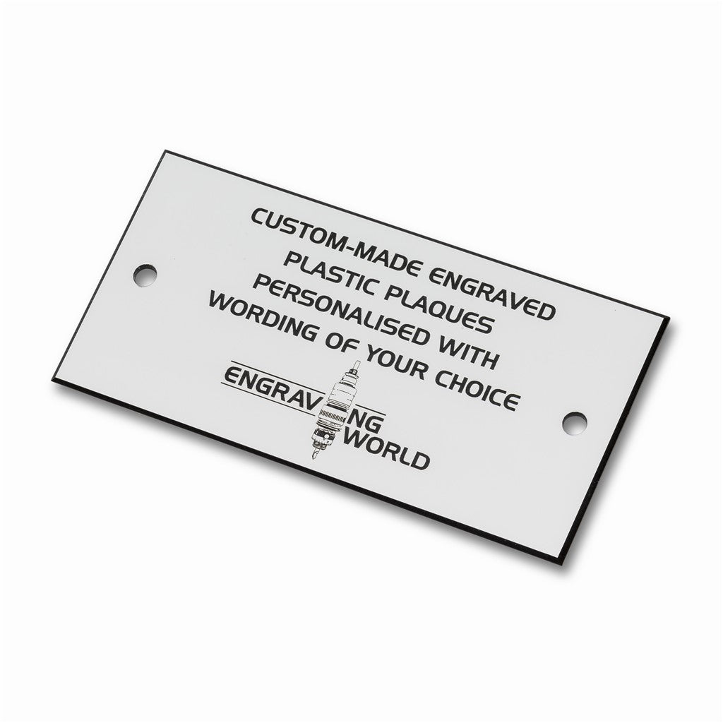 4" x 2.5" Personalised Engraving Engraved Sign Label Plate Plaque Signage White/Black