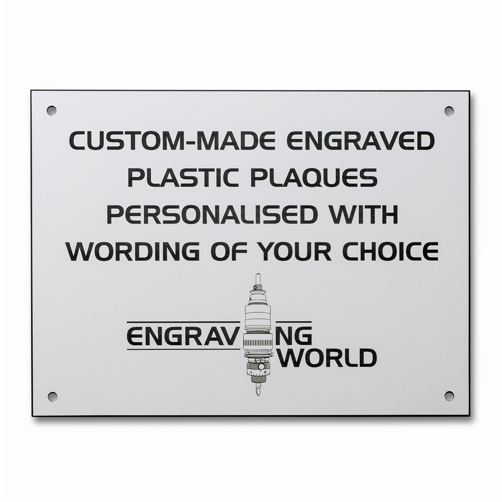 10" x 6" Personalised Engraving Engraved Sign Label Plate Plaque Signage White/Black