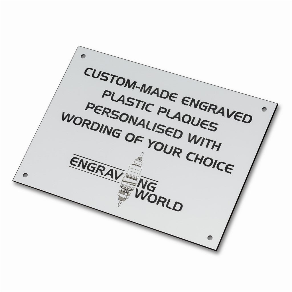 10" x 6" Personalised Engraving Engraved Sign Label Plate Plaque Signage White/Black