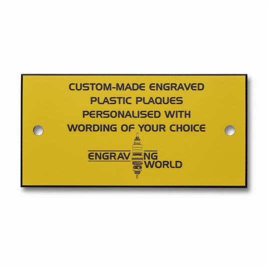 5" x 2.5" Personalised Engraving Engraved Sign Label Plate Plaque Signage Yellow/Black