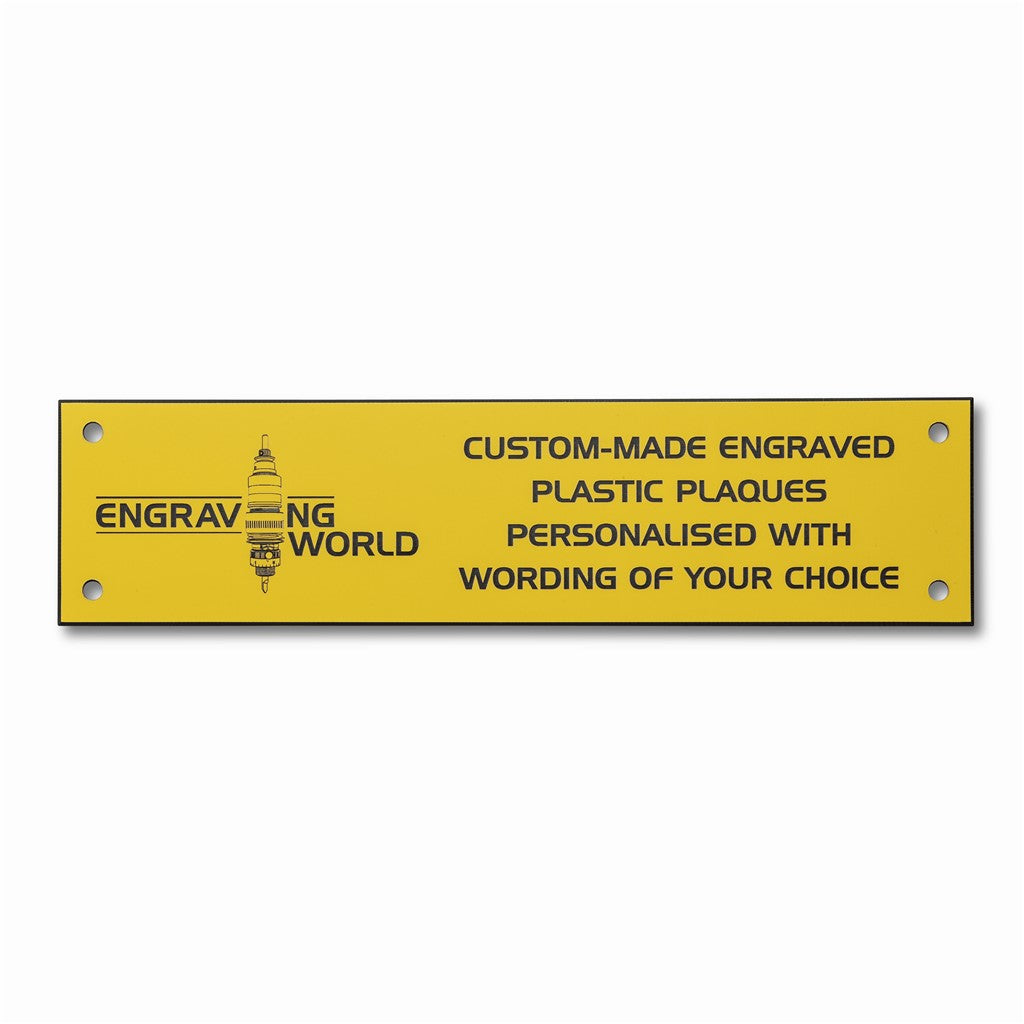 10" x 2" Personalised Engraving Engraved Sign Label Plate Plaque Signage Yellow/Black