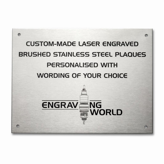 420mm x 297mm (A3) Personalised 316 Stainless Steel Laser Engraved Bench Plaque Plate Sign