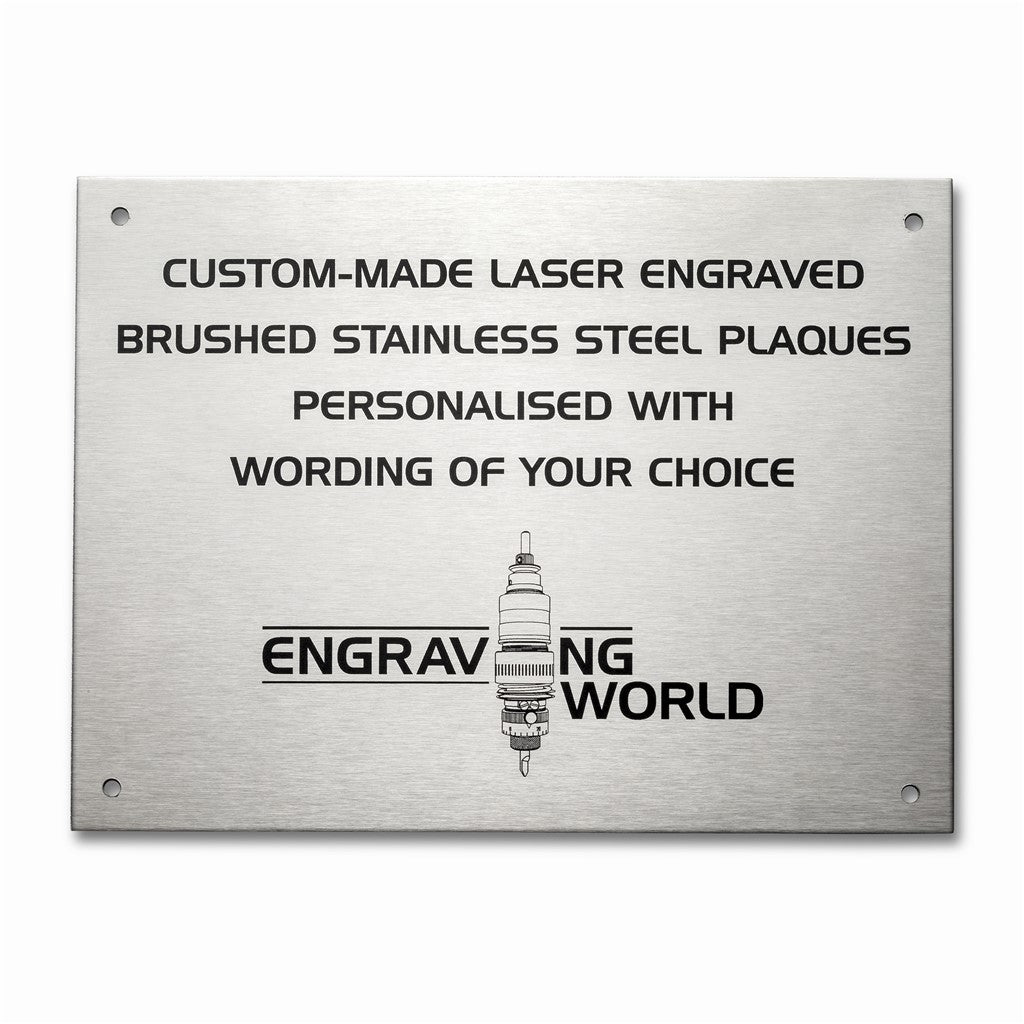254mm x 152mm (10" x 6") Personalised 316 Stainless Steel Laser Engraved Bench Plaque Plate Sign