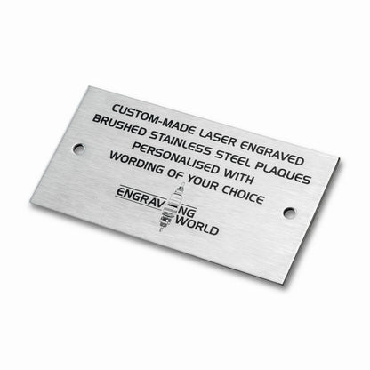 127mm x 76mm 5" x 3" Personalised 316 Stainless Steel Laser Engraved Plaque Plate Sign