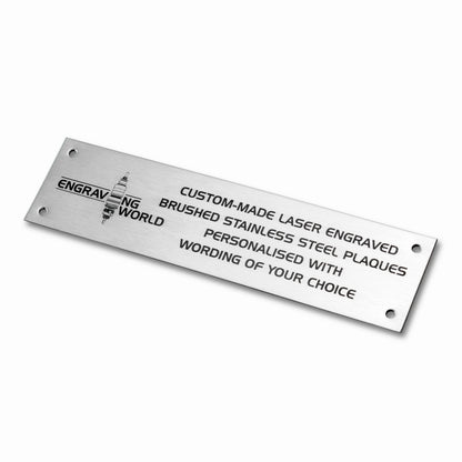 152mm x 51mm 6" x 2" Personalised 316 Stainless Steel Laser Engraved Plaque Plate Sign