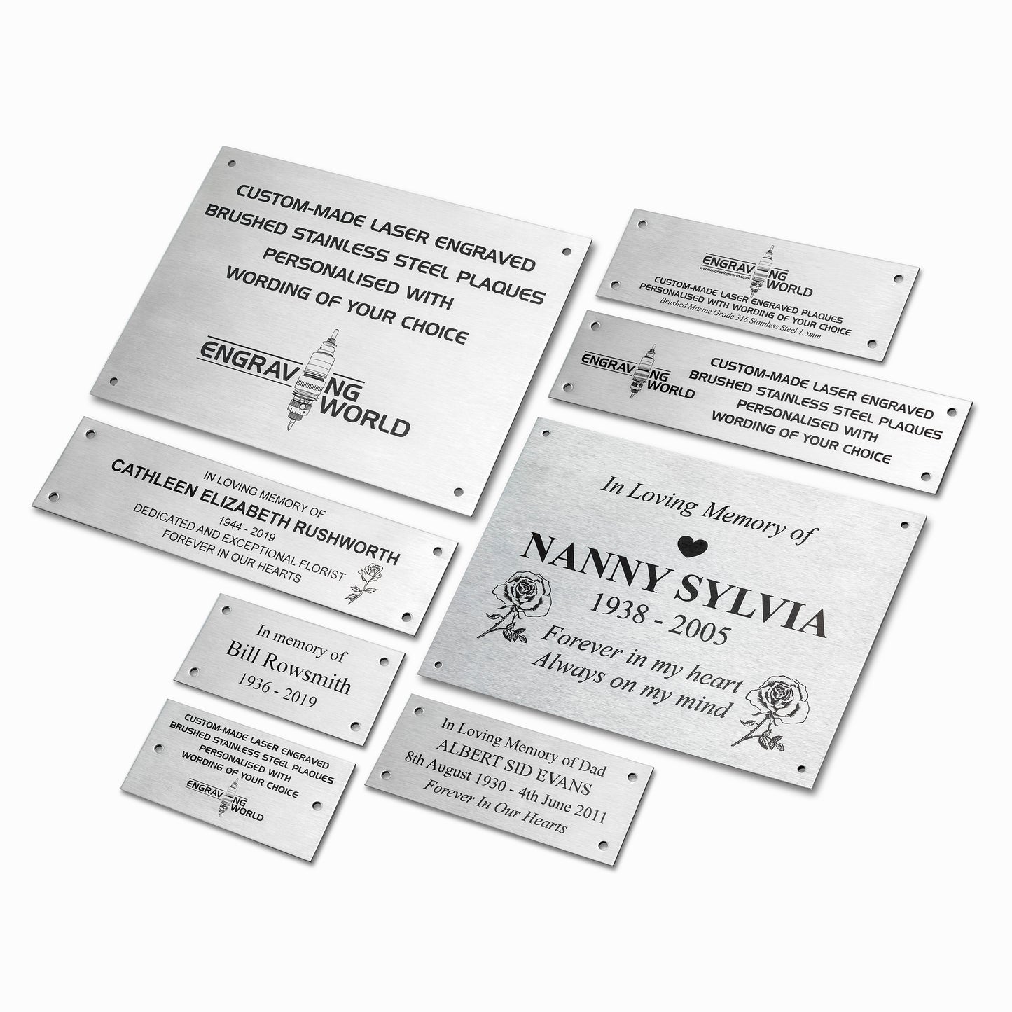 152mm x 51mm 6" x 2" Personalised 316 Stainless Steel Laser Engraved Plaque Plate Sign