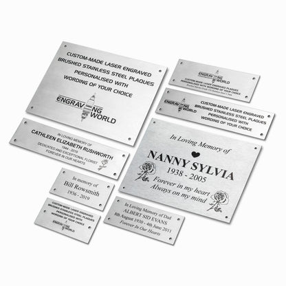 152mm x 51mm 6" x 2" Personalised 316 Stainless Steel Laser Engraved Plaque Plate Sign
