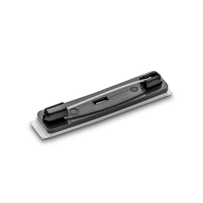 Personalised Engraved School Student Office Name Badge Oval Pin Silver/Black