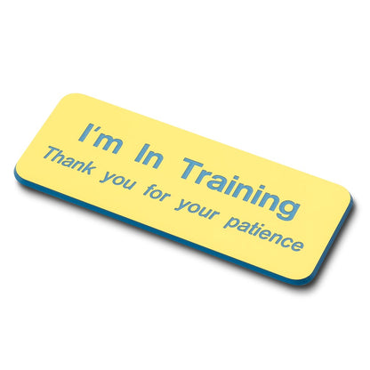 Personalised Engraved School Student Office Name Badge Magnetic Yellow/Blue