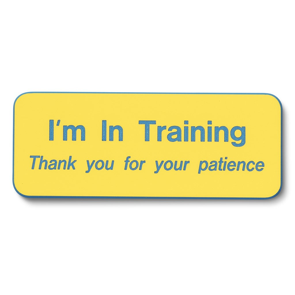 Personalised Engraved School Student Office Name Badge Magnetic Yellow/Blue