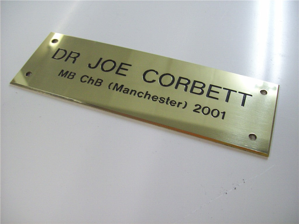 203mm x 63mm (8 x 2.5") Personalised Brass Engraved Memorial Bench Plaque Commemorative Sign