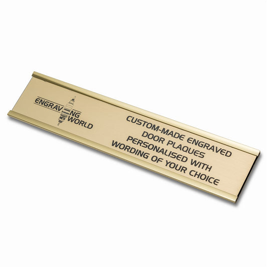 250mm x 50mm Gold Engraved Personalised Aluminium Office Door Name Plaque Sign