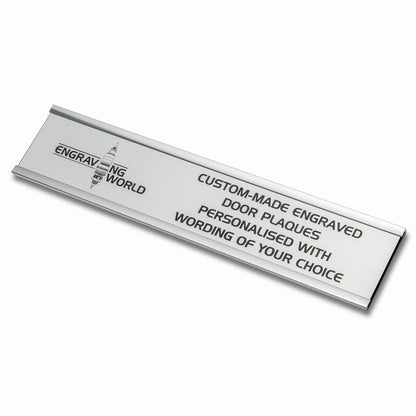 250mm x 50mm Silver Engraved Personalised Aluminium Office Door Name Plaque Sign