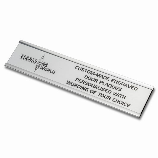 250mm x 50mm Silver Engraved Personalised Aluminium Office Door Name Plaque Sign