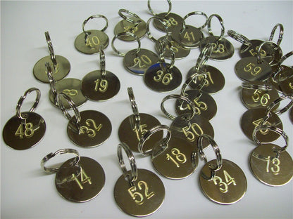 Locker 25mm Nickel Key Tag with 19mm Split Ring Dog Disc Tag Gym School
