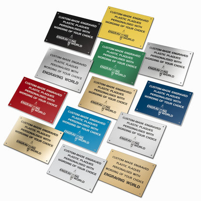 3" x 2" Personalised Engraving Engraved Sign Label Plate Plaque Signage Black/White