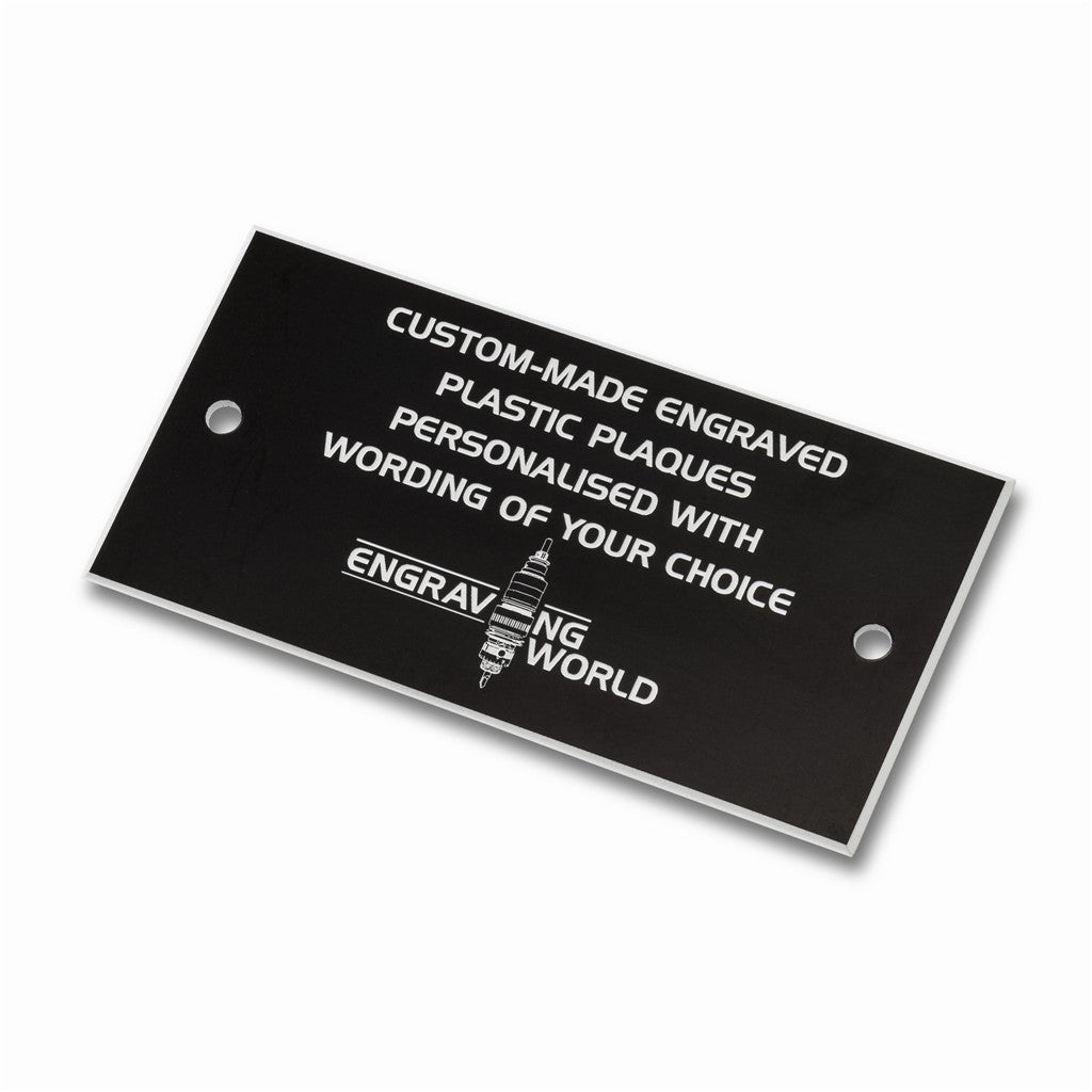 3" x 2" Personalised Engraving Engraved Sign Label Plate Plaque Signage Black/White