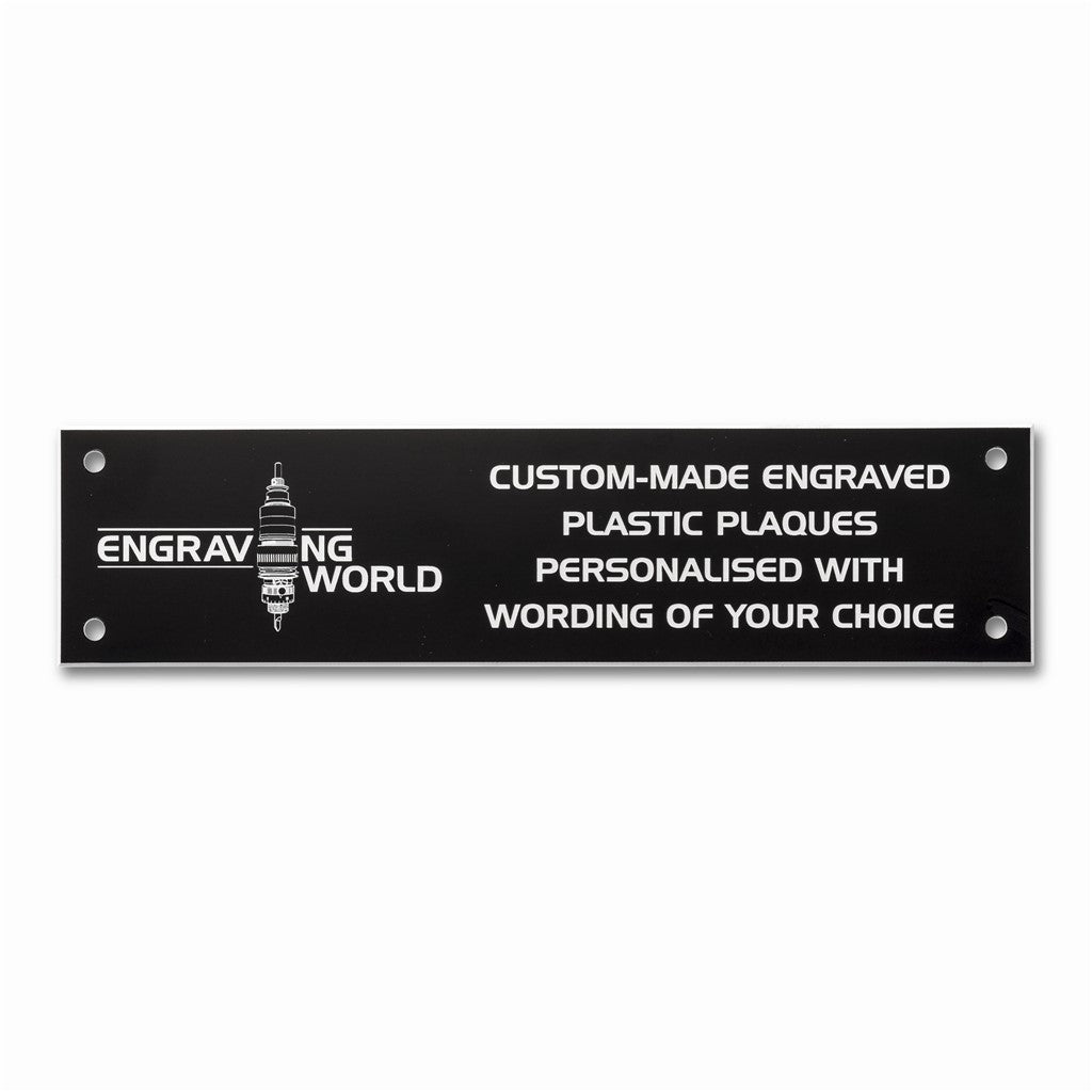 8" x 2" Personalised Engraving Engraved Sign Label Plate Plaque Signage Black/White