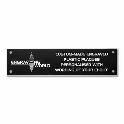 8" x 2" Personalised Engraving Engraved Sign Label Plate Plaque Signage Black/White