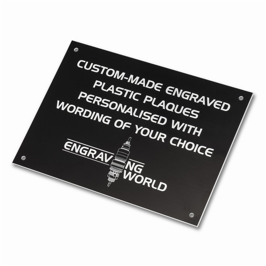 10" x 6" Personalised Engraving Engraved Sign Label Plate Plaque Signage Black/White